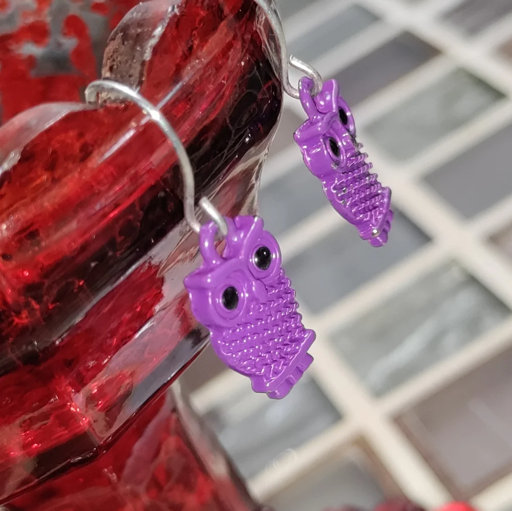 Vintage Purple Owl earrings-$5 add on